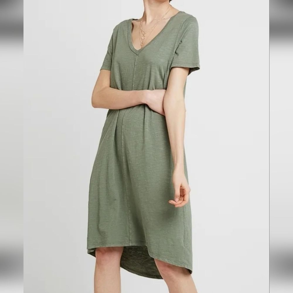 Gap Short Sleeve Cotton V Neck Midi Dress Palm Size Small